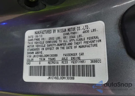 2014 Infiniti Q60 z USA, uszkodzony, nr VIN JN1CV6EL0EM130089